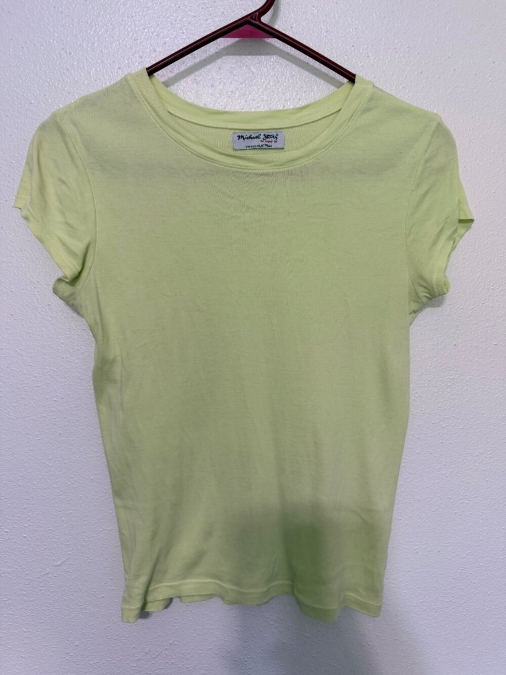 Michael Stars T-shirt Chartreuse Green S/S Cotton Stretch Womans L